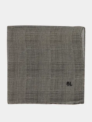 Pocket Square Scarf In Prince Of Wales Silk Charmeuse