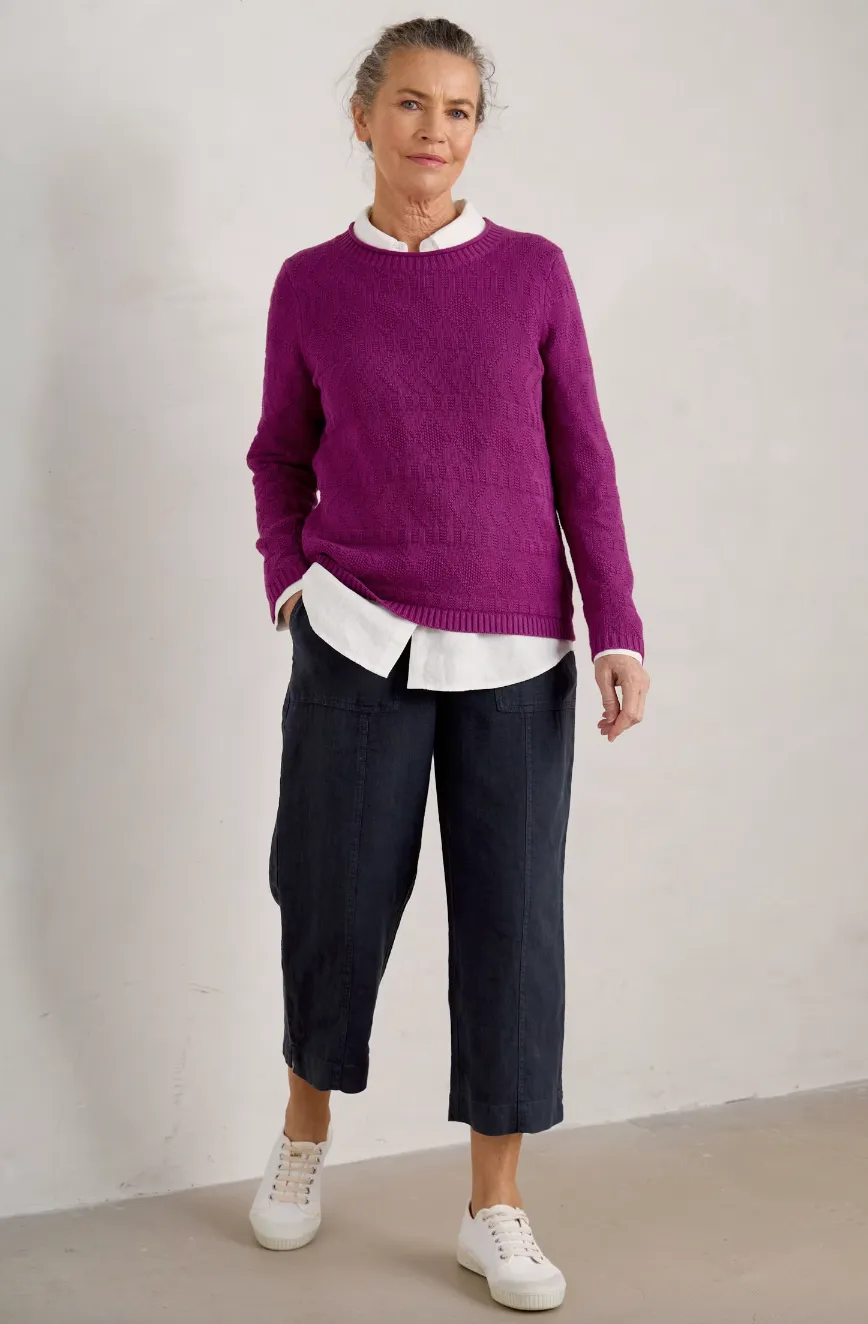 Poleacre Cropped Linen Trousers - Maritime