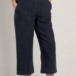 Poleacre Cropped Linen Trousers - Maritime