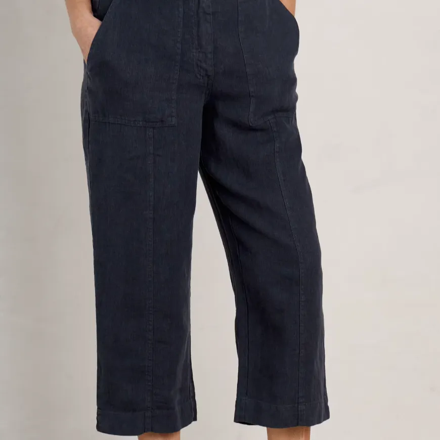Poleacre Cropped Linen Trousers - Maritime