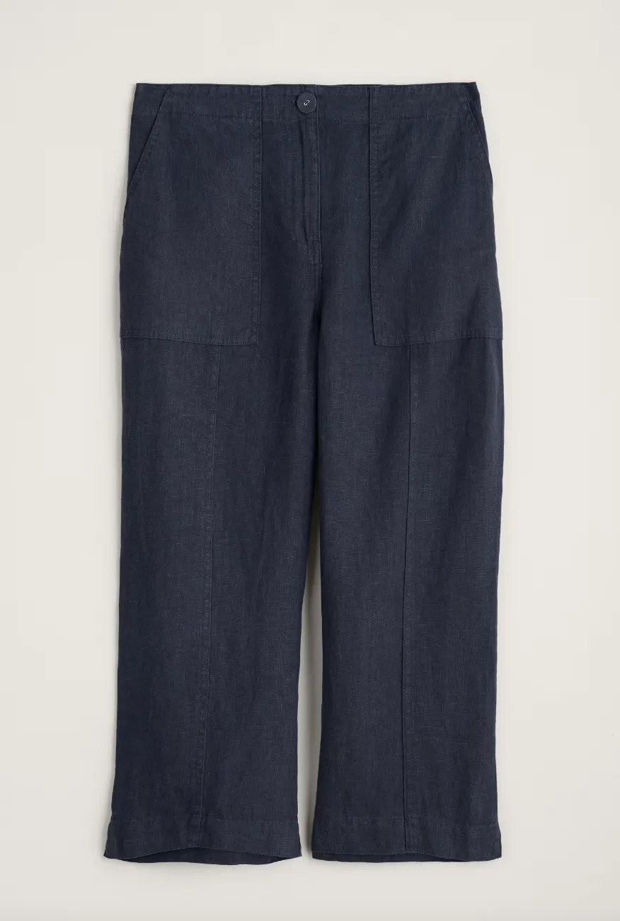 Poleacre Cropped Linen Trousers - Maritime