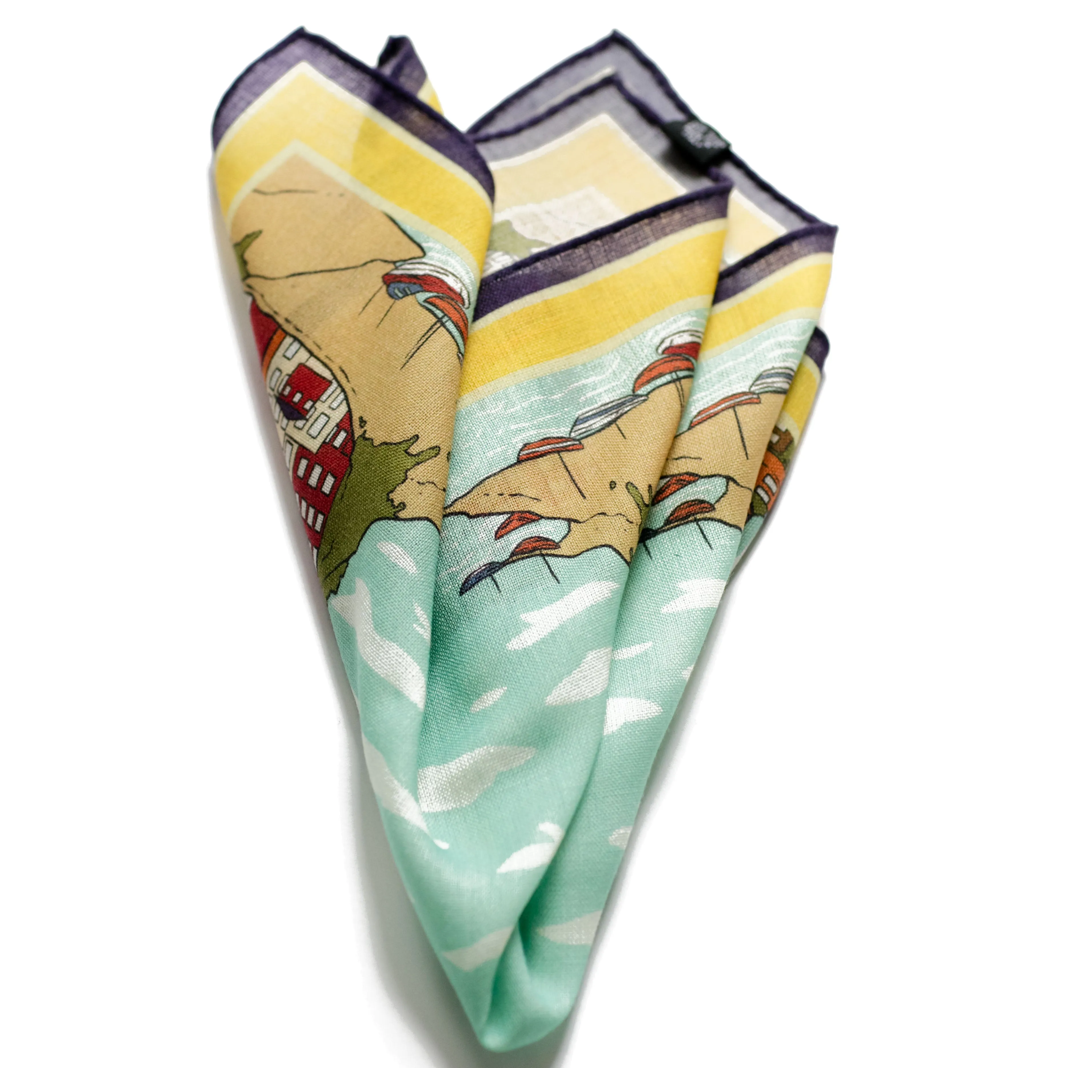 Positano Pocket Square - Sea Blue and Yellow