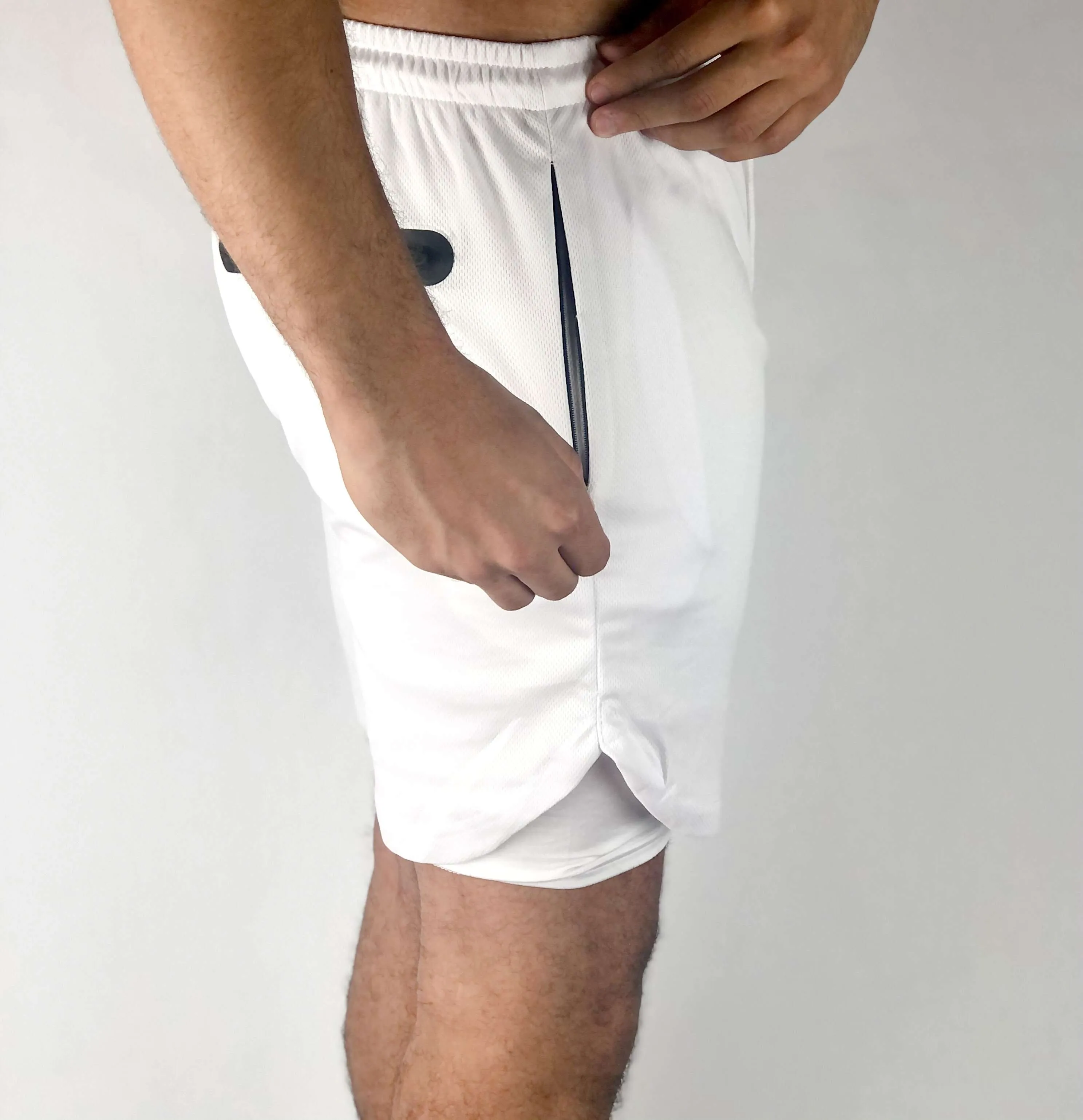 Premium Shorts w/ Compression - White