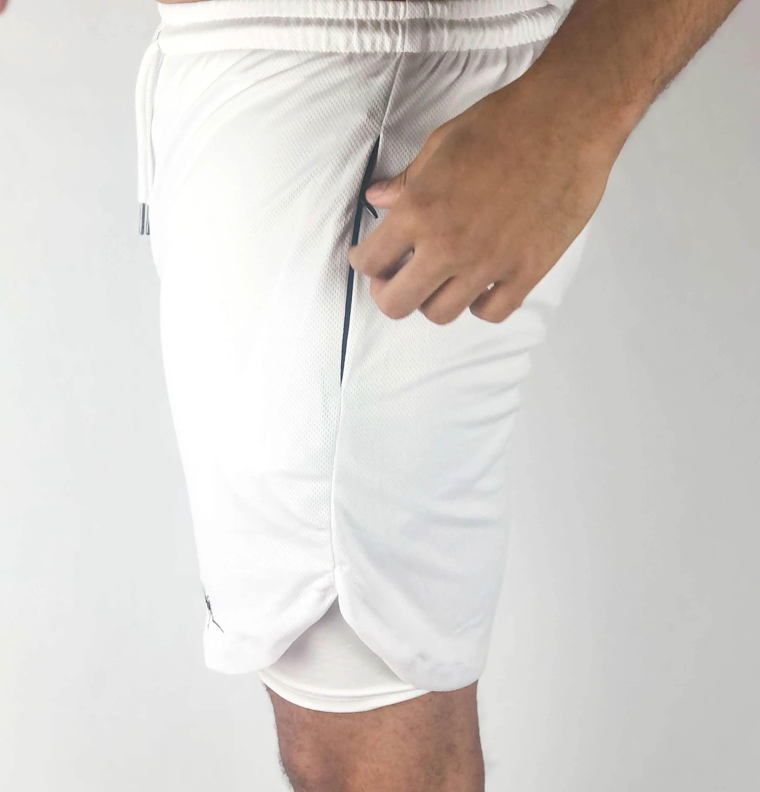 Premium Shorts w/ Compression - White