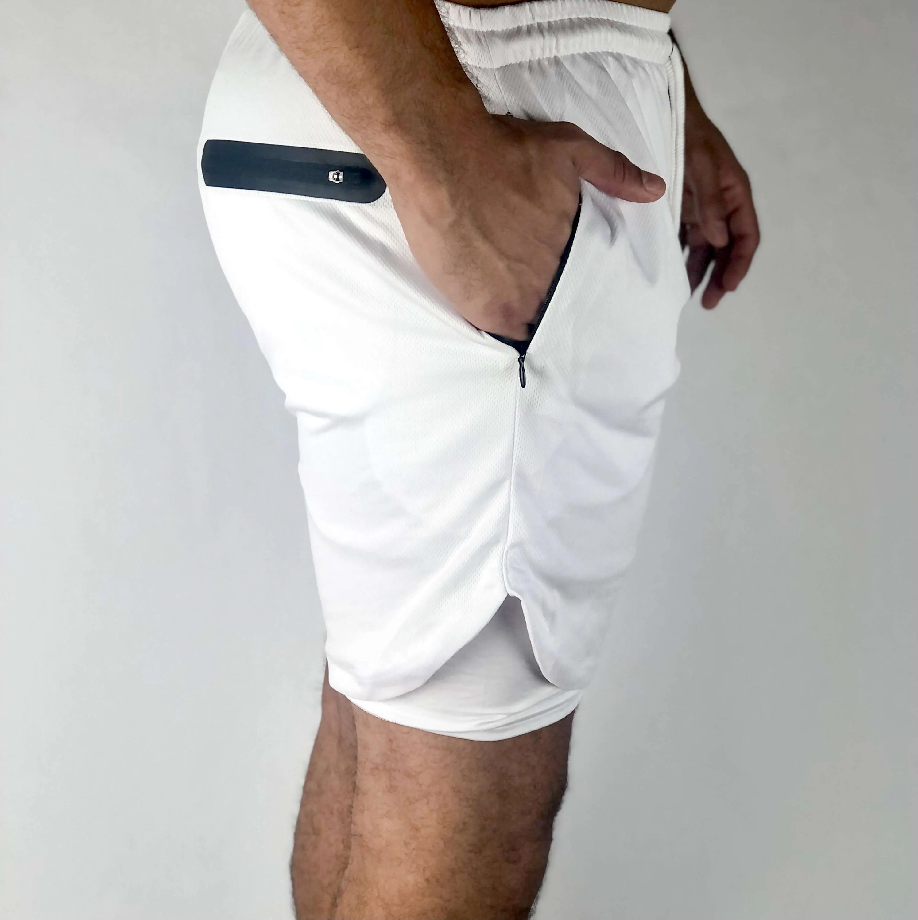 Premium Shorts w/ Compression - White