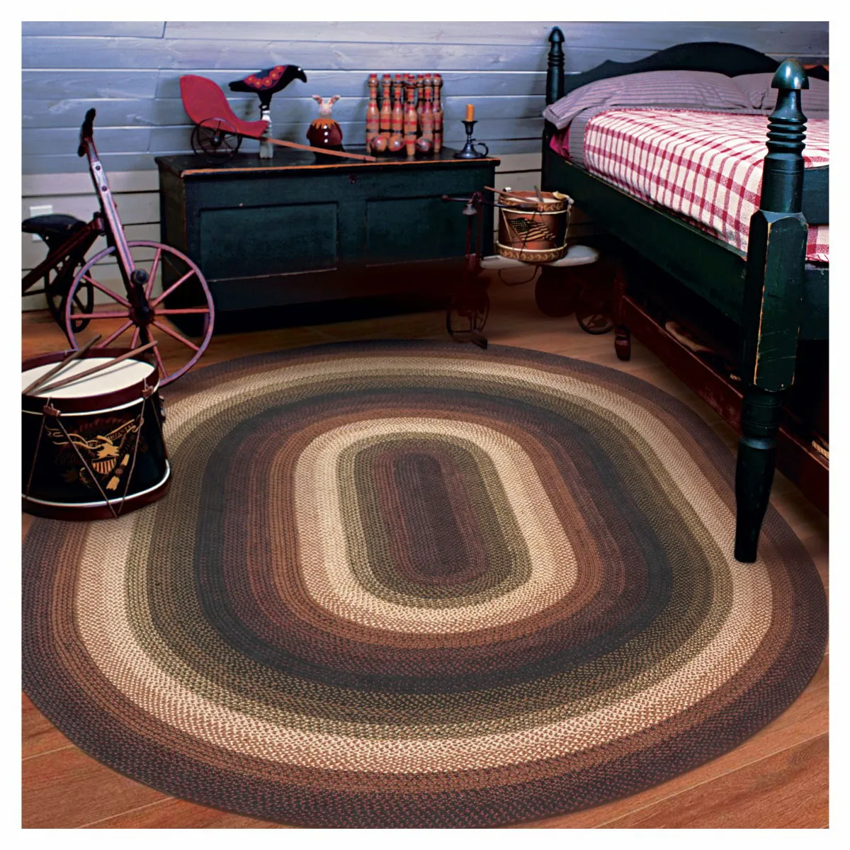 Prescott Black Braided Jute Oval Rugs