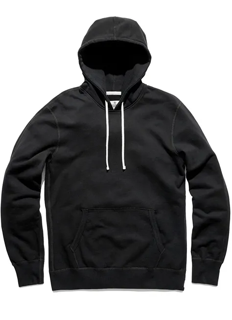 Pullover Hoodie Midweight Terry Black