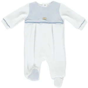 PURETÉ - Check Velour Babygrow - White
