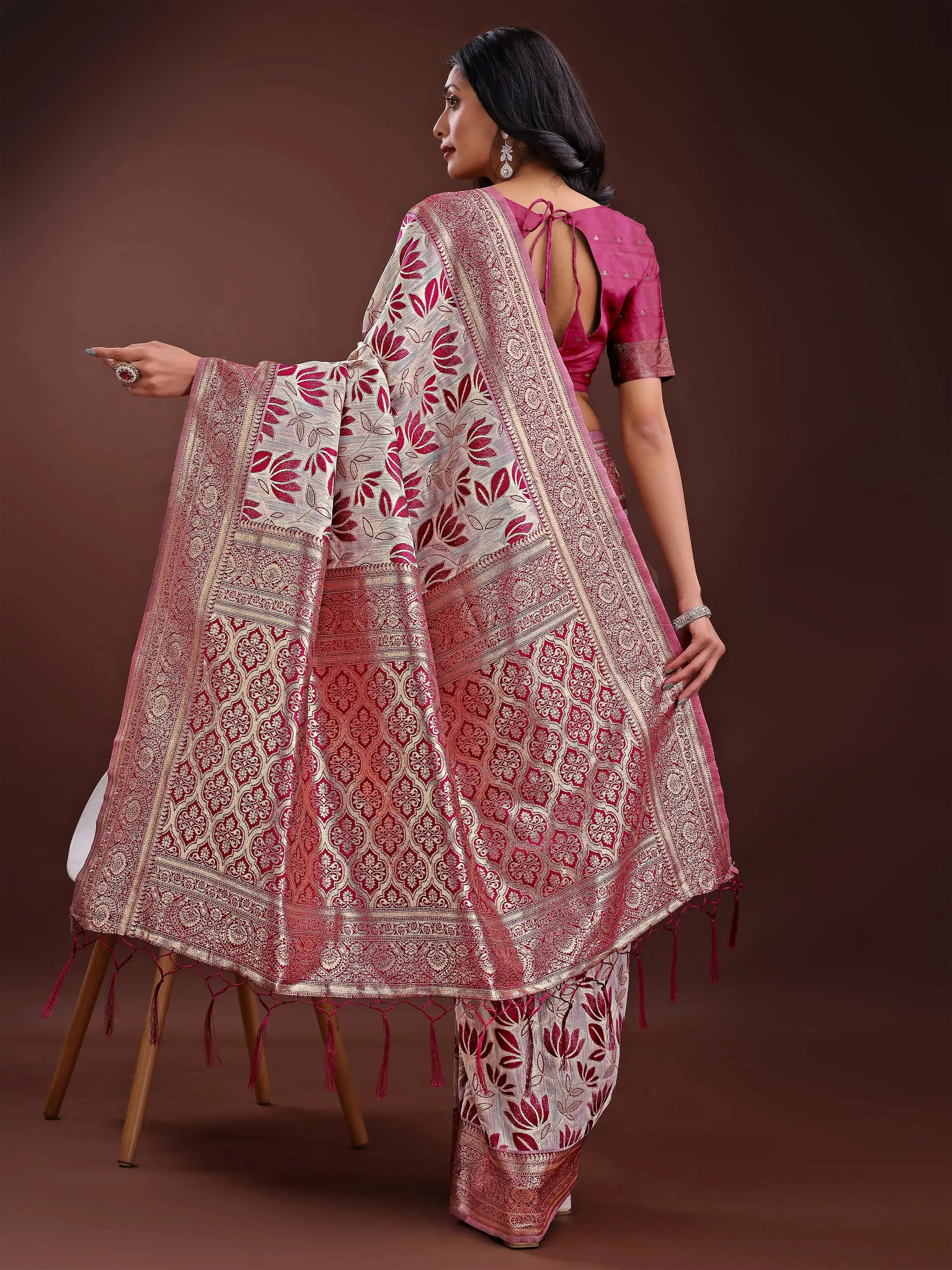 Purple Linen Cotton Saree