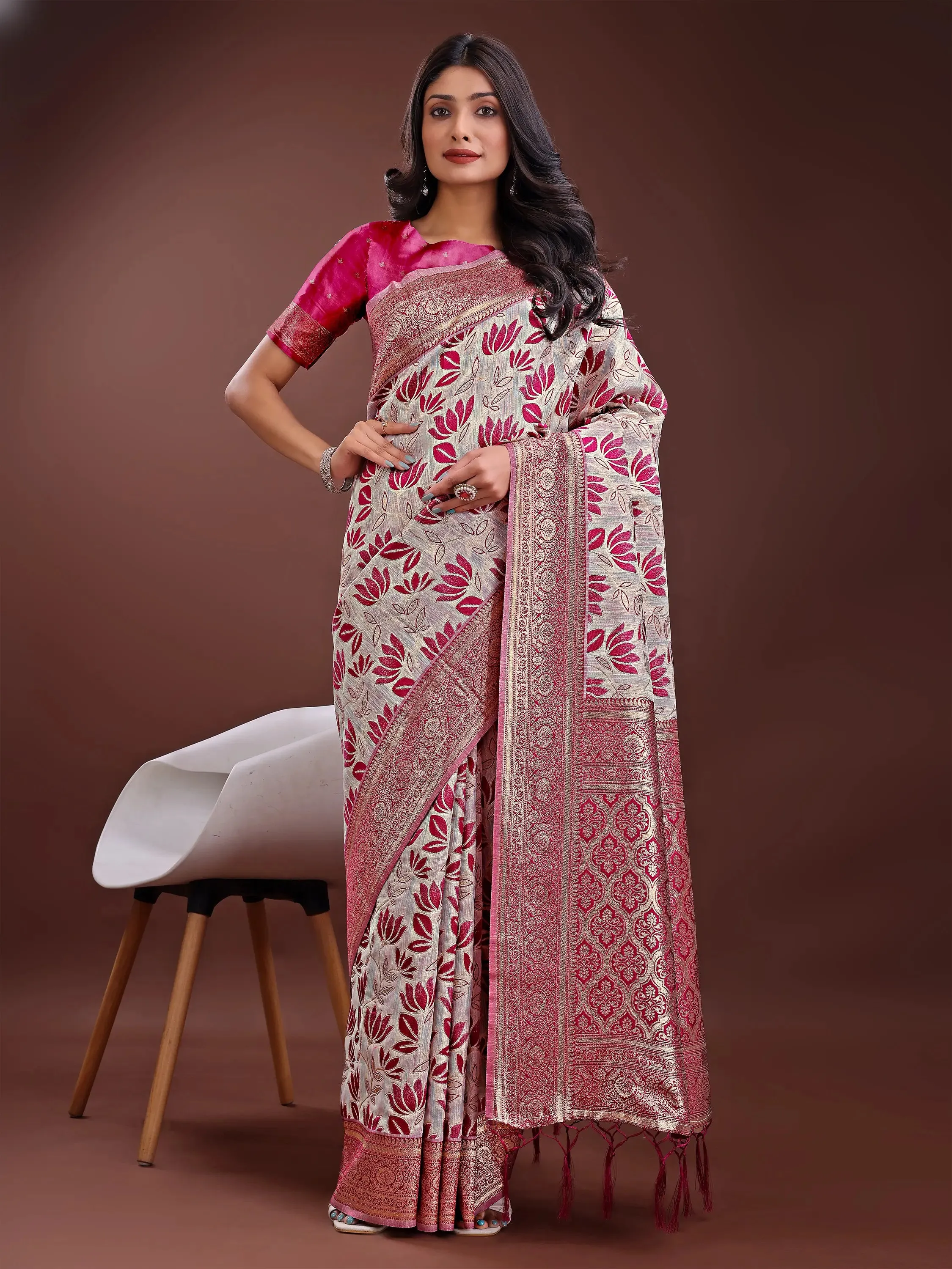 Purple Linen Cotton Saree