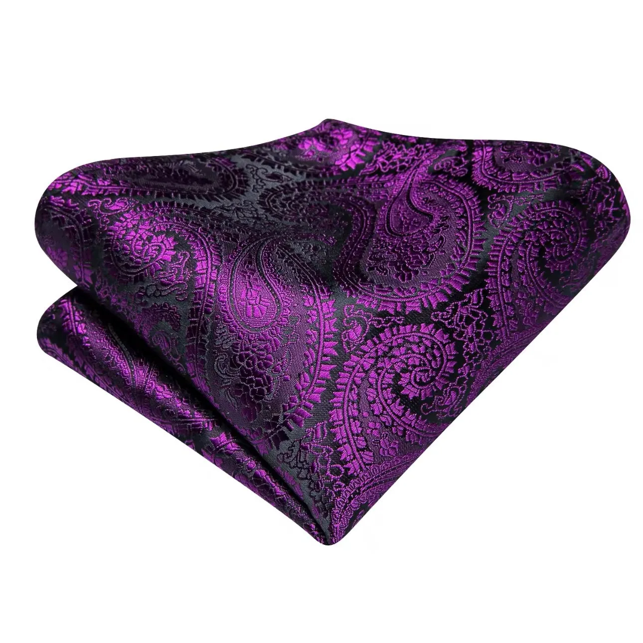 Purple Violet Black Paisley Necktie Set