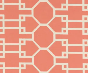 Quadrille Fabric: Brighton - Custom Coral on Lightly Tinted Belgian Linen / Cotton