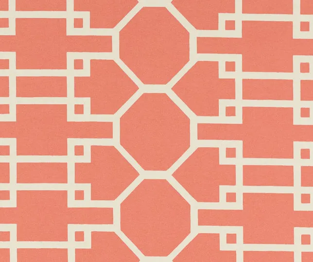 Quadrille Fabric: Brighton - Custom Coral on Lightly Tinted Belgian Linen / Cotton