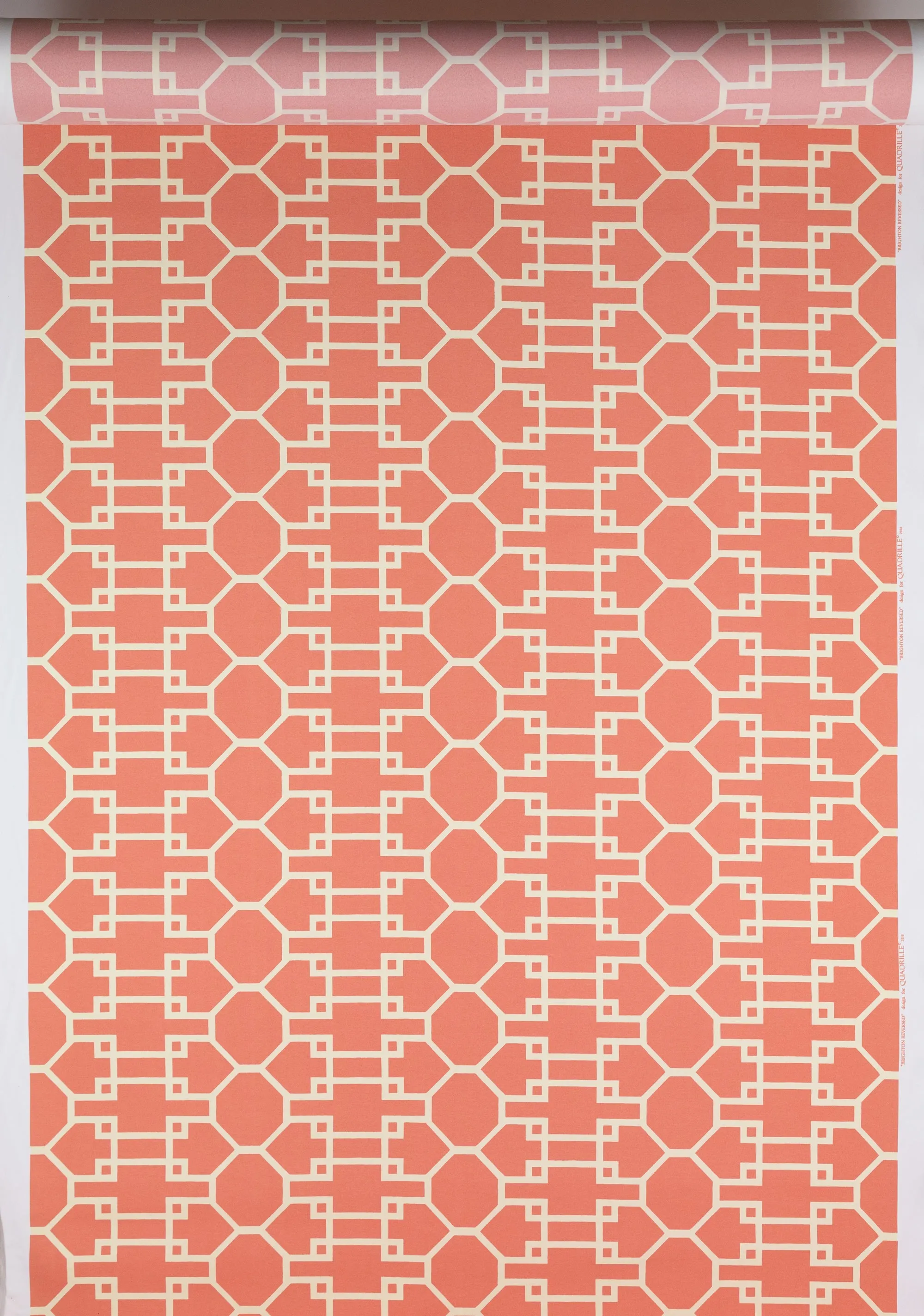 Quadrille Fabric: Brighton - Custom Coral on Lightly Tinted Belgian Linen / Cotton
