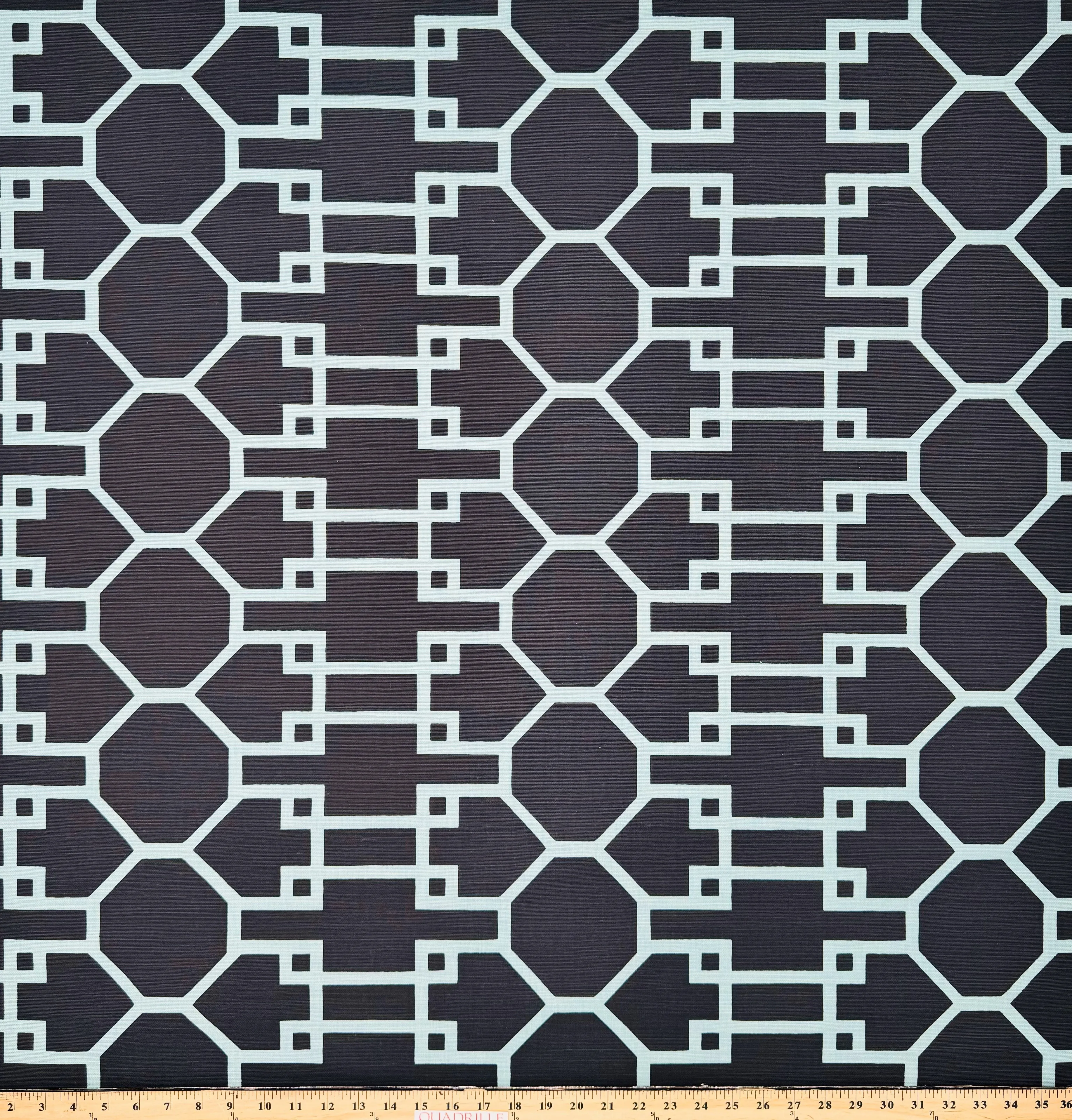 Quadrille Fabric: Brighton II - Light Blue / Navy on Belgian Linen / Cotton
