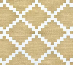 Quadrille Fabric : Lulu DK Chant Reverse II - Custom Light Camel on Light-Tint Belgian Linen / Cotton
