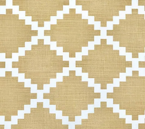 Quadrille Fabric : Lulu DK Chant Reverse II - Custom Light Camel on Light-Tint Belgian Linen / Cotton