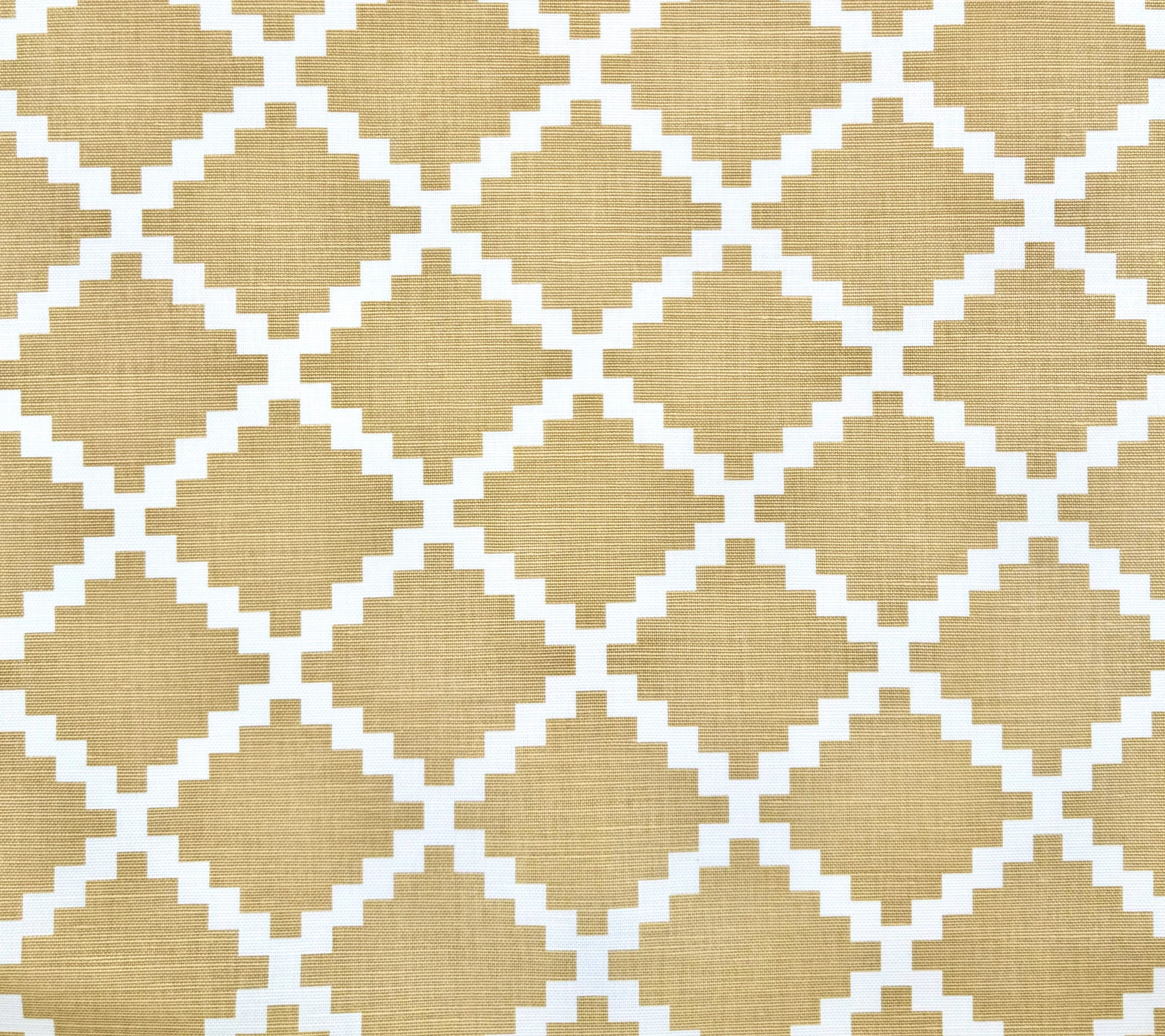 Quadrille Fabric : Lulu DK Chant Reverse II - Custom Light Camel on Light-Tint Belgian Linen / Cotton