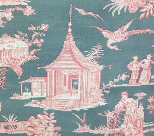 Quadrille Fabric: Paradise Garden - Custom Pink / Gray on Belgian Linen / Cotton