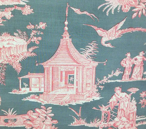 Quadrille Fabric: Paradise Garden - Custom Pink / Gray on Belgian Linen / Cotton