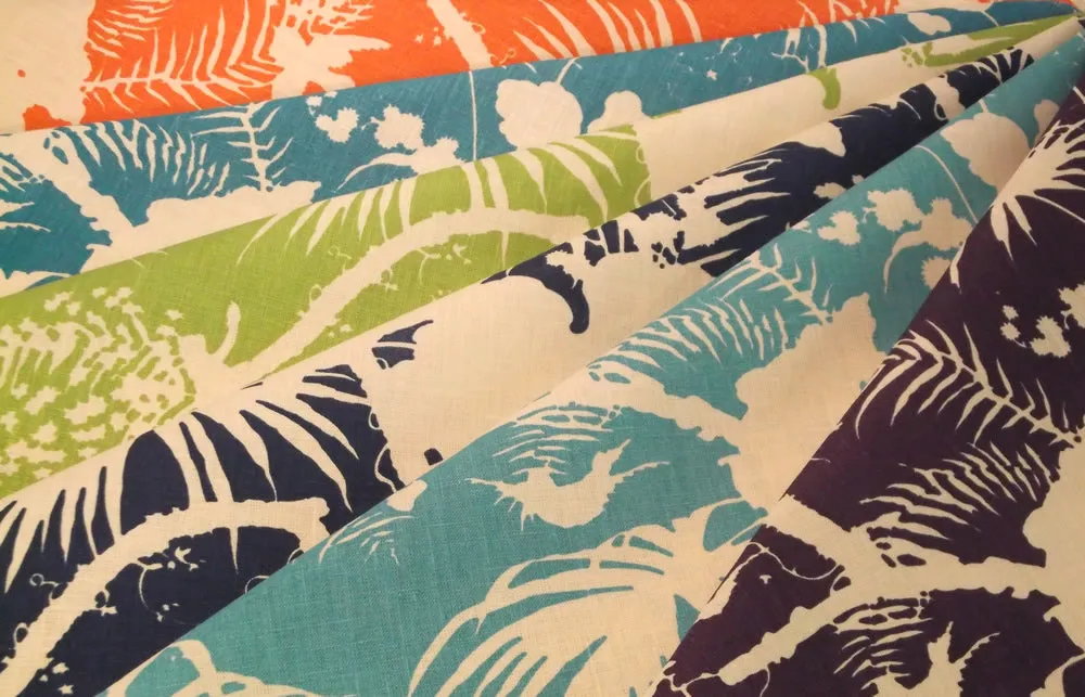 Quadrille Fabric: Tropique Blotch One-Color - Custom Light Turquoise on Tinted Belgian Linen / Cotton