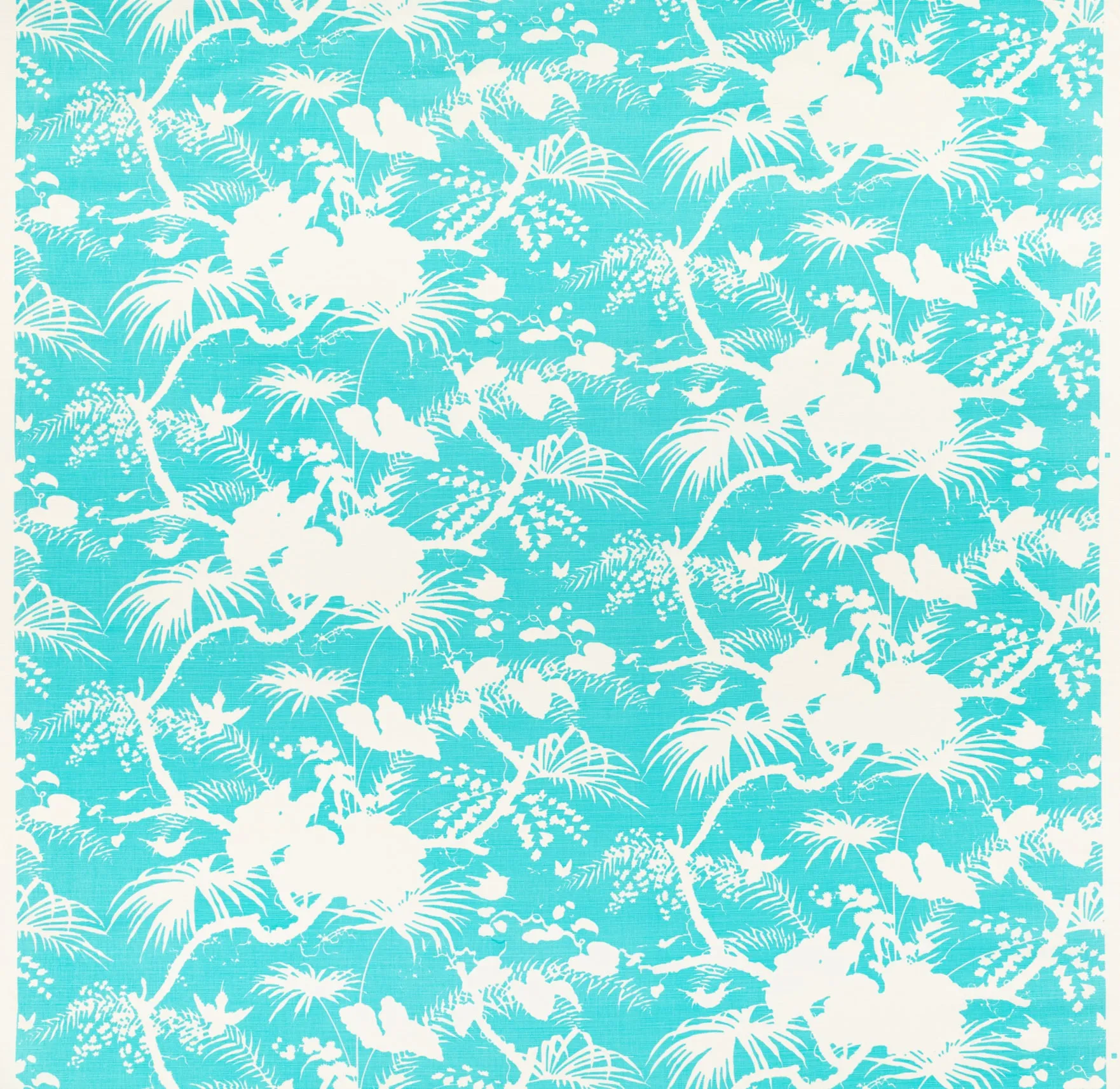 Quadrille Fabric: Tropique Blotch One-Color - Custom Light Turquoise on Tinted Belgian Linen / Cotton