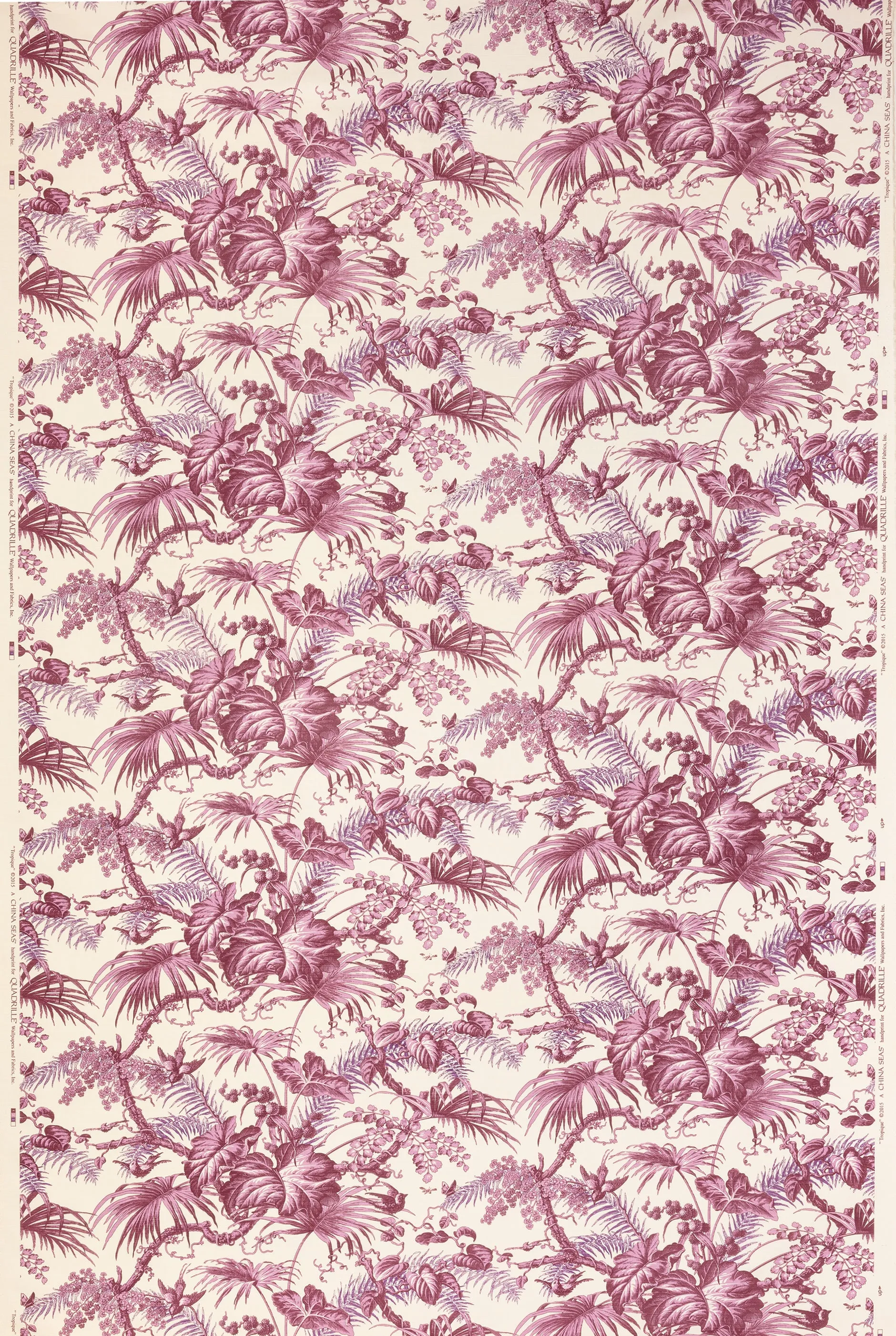 Quadrille Fabric: Tropique - Custom Multi Purples on Tinted Belgian Linen / Cotton