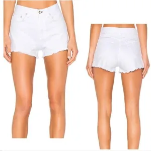 RAG &amp; BONE Justine embroidered hi rise white stretch denim cut off shorts 25 NWT