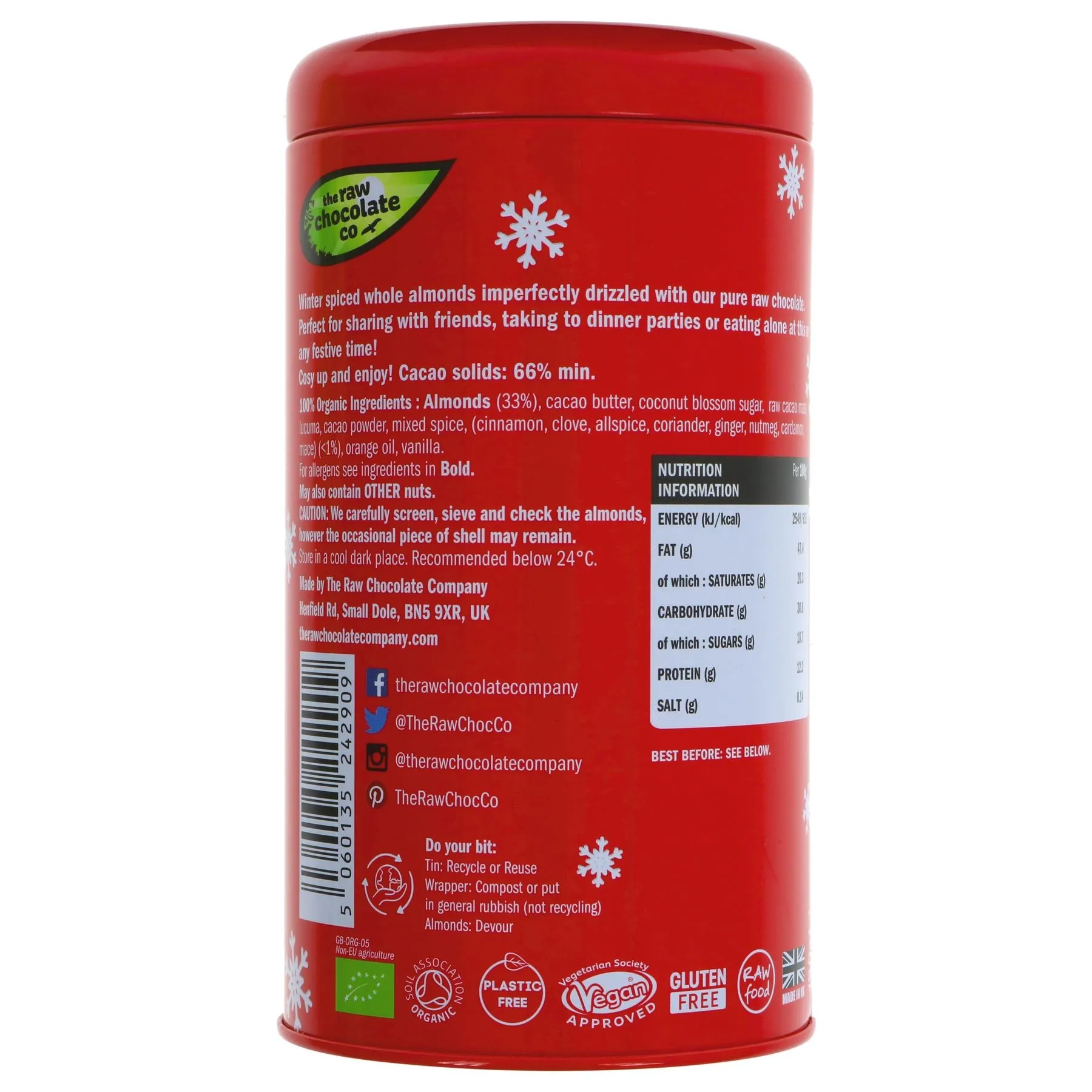 Raw Chocolate Company| Spiced Chocolate Almonds | 180g