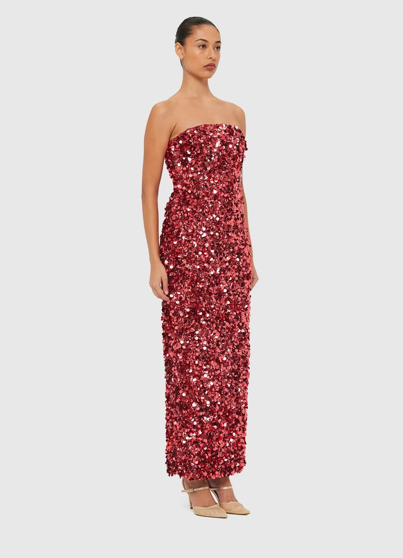 RAYNA SEQUIN BUSTIER MAXI DRESS