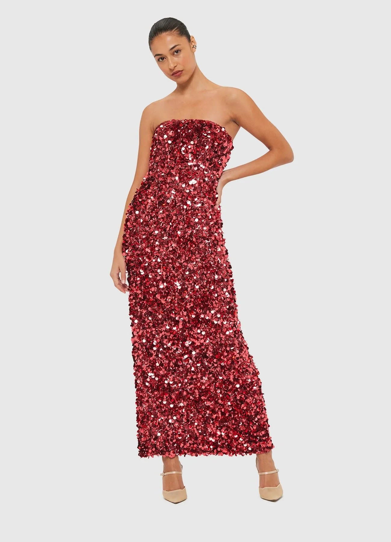 RAYNA SEQUIN BUSTIER MAXI DRESS