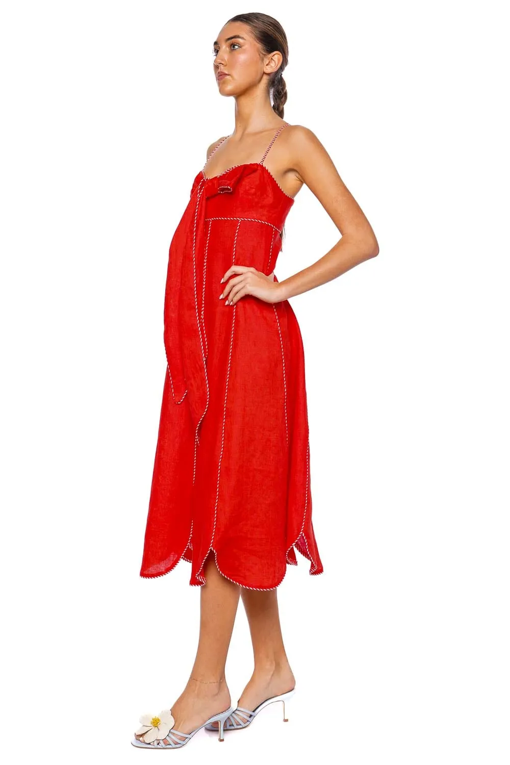 Red Sleeveless Bow Tie Maxi Dress