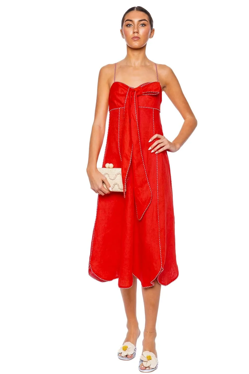 Red Sleeveless Bow Tie Maxi Dress