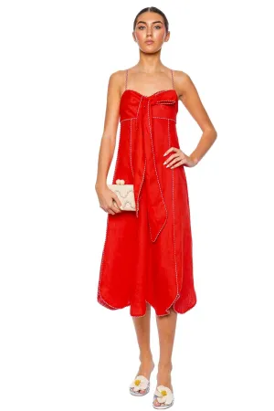 Red Sleeveless Bow Tie Maxi Dress