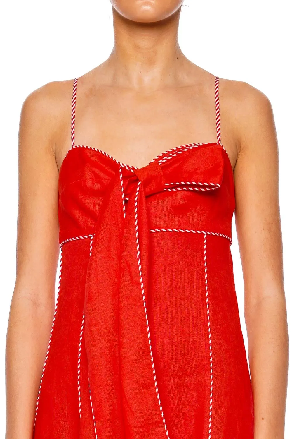 Red Sleeveless Bow Tie Maxi Dress