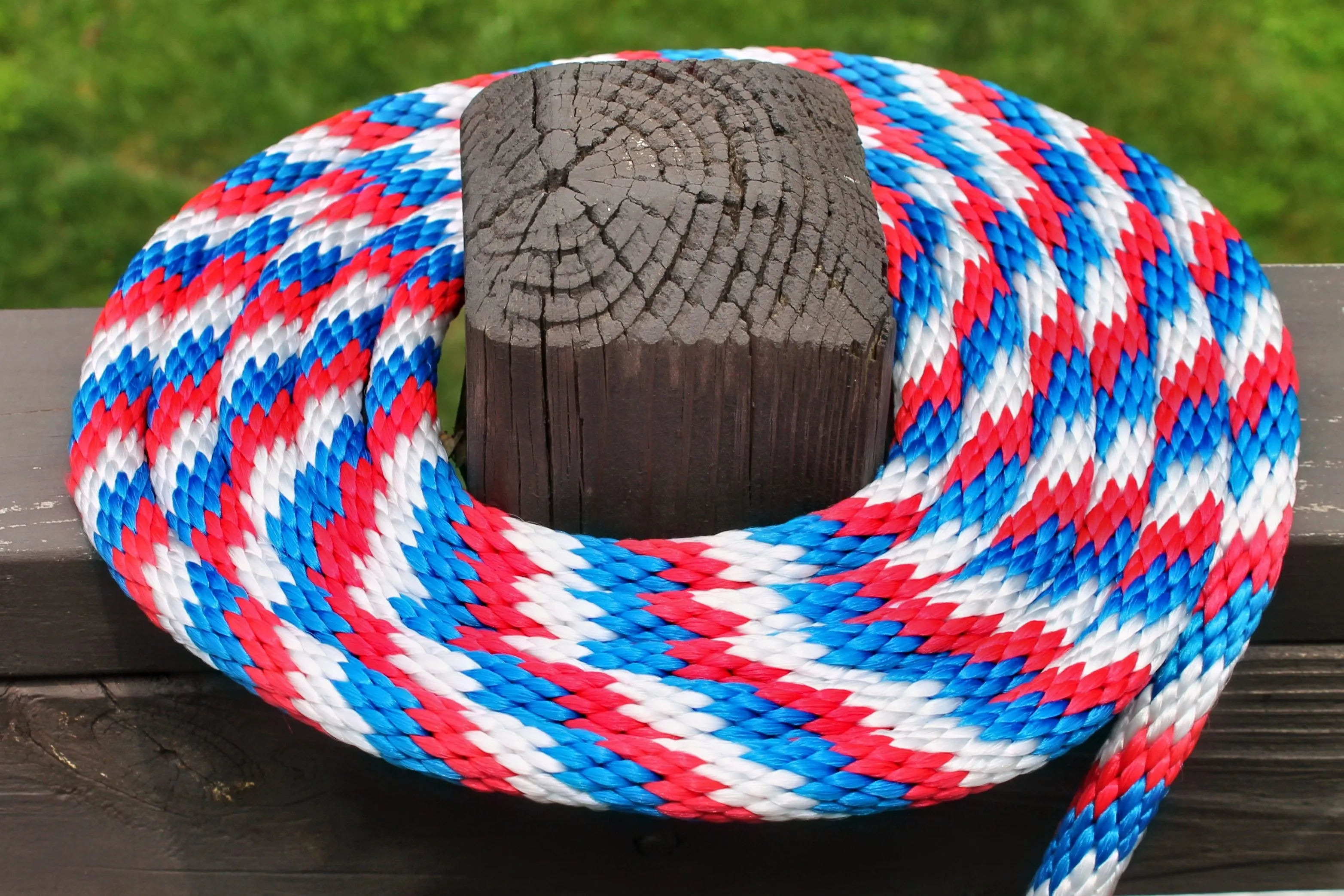 Red White & Blue Solid Braided Multifilament Polypropylene Rope