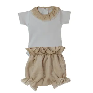 Rigola Girls Beige Bodysuit & Bloomers