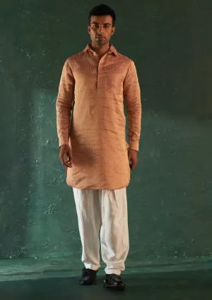 Rose pink tissue kurta and salwar