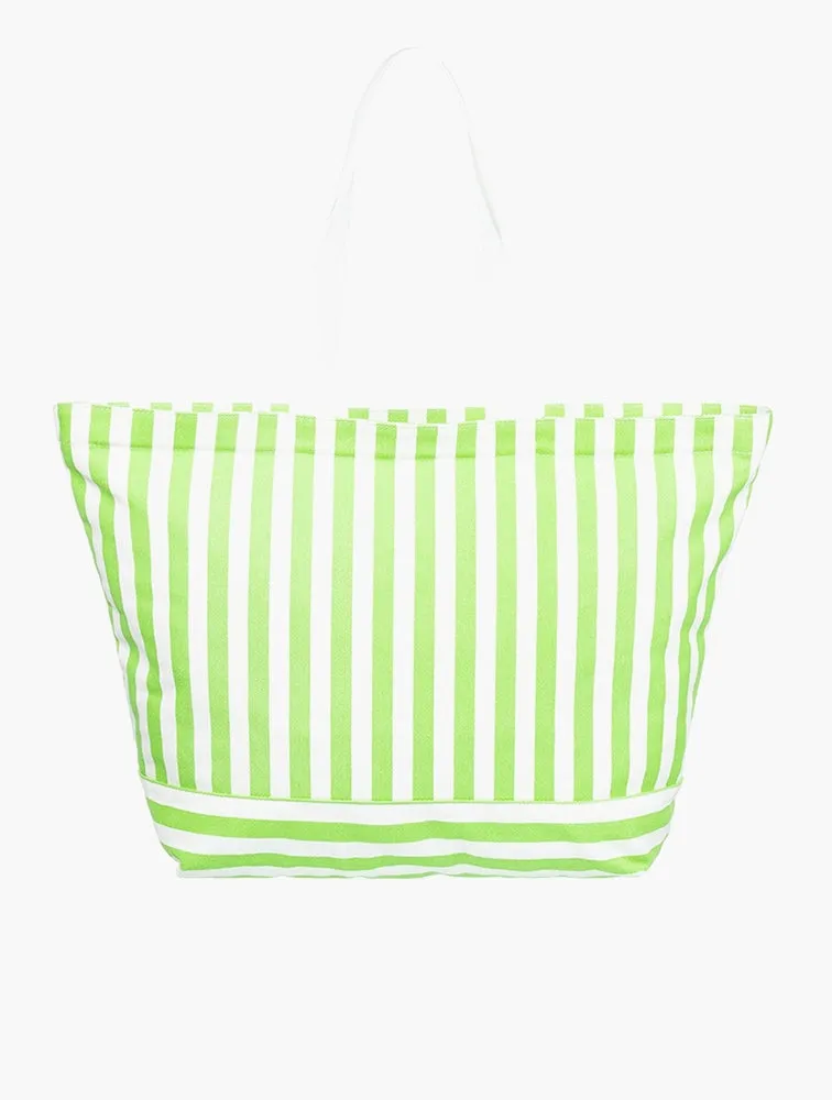 Roxy Strippy Beach Tote Bag - Jade Lime