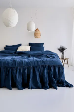 Ruffle bedskirt - dark blue
