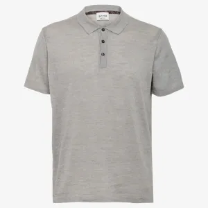 Sand Linen Rico Knitted Polo Shirt - Light Grey
