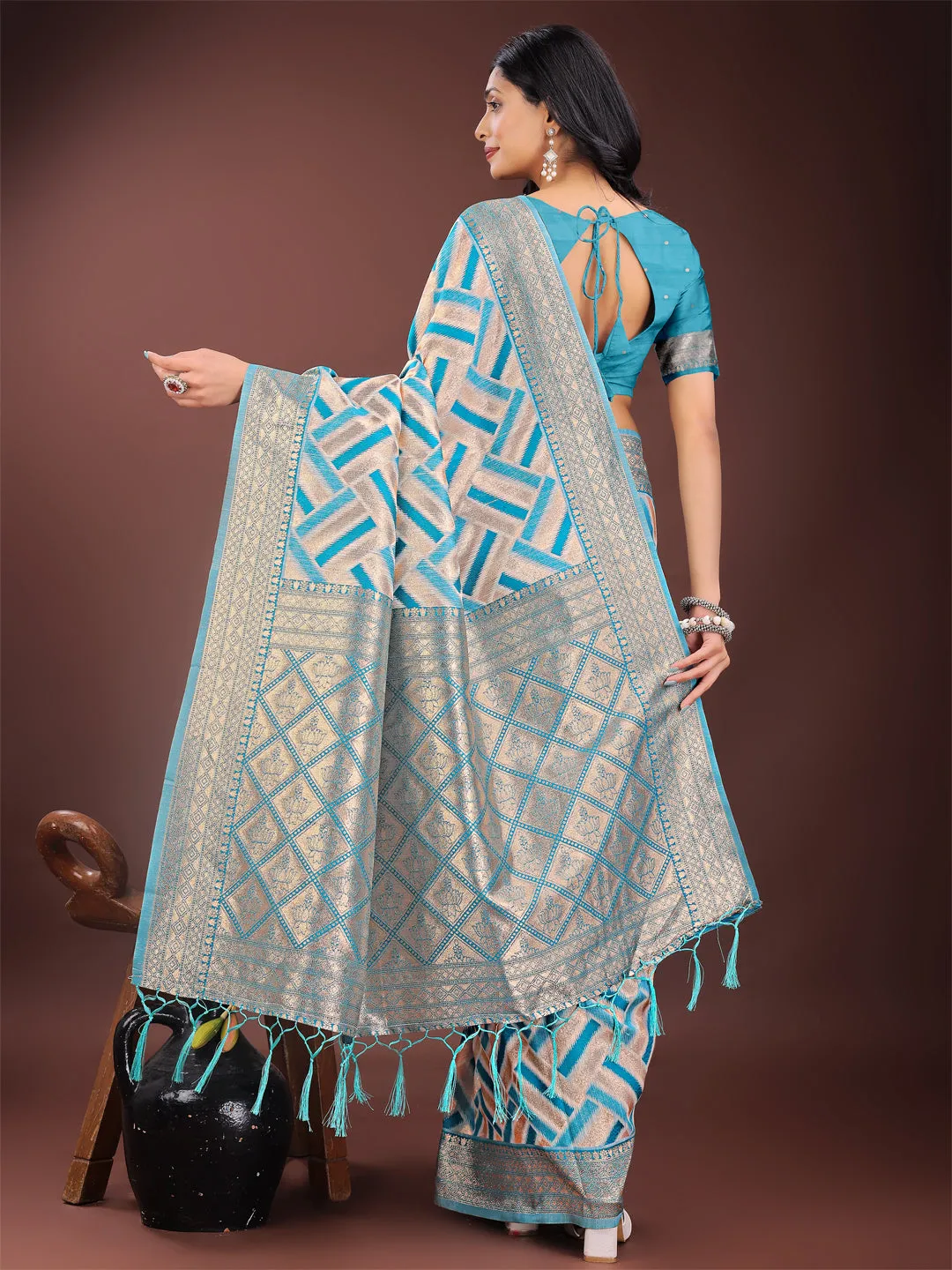 Sea Green Linen Cotton Saree