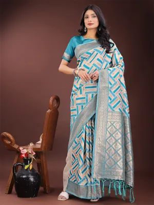 Sea Green Linen Cotton Saree