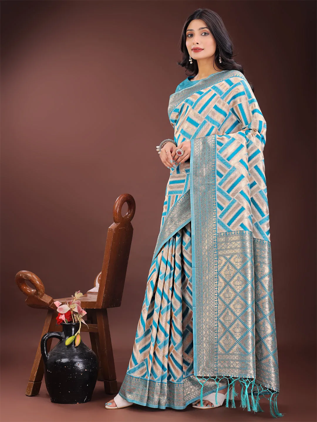 Sea Green Linen Cotton Saree