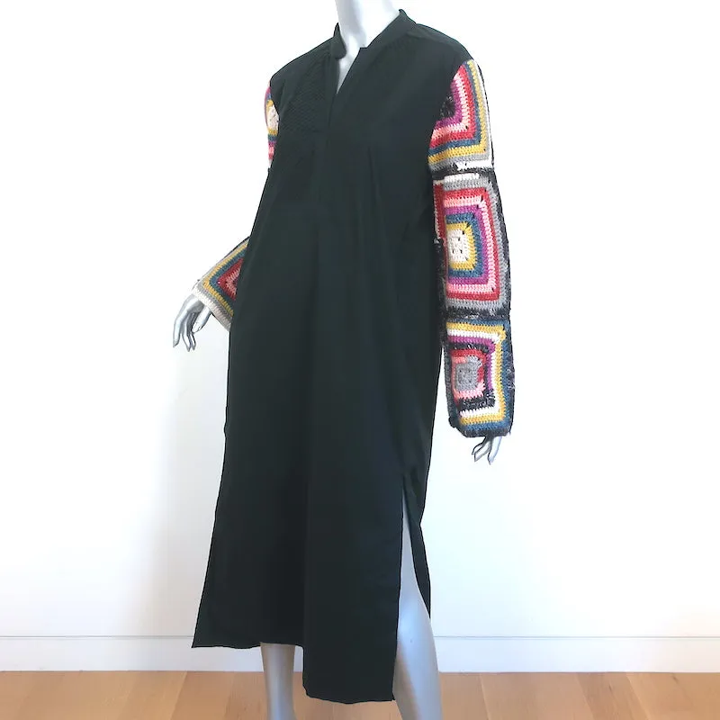 SEA New York Crochet-Sleeve Midi Dress Black Stretch Cotton Size Small NEW