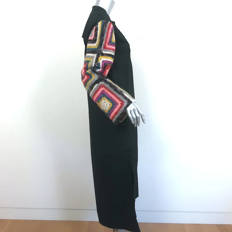 SEA New York Crochet-Sleeve Midi Dress Black Stretch Cotton Size Small NEW
