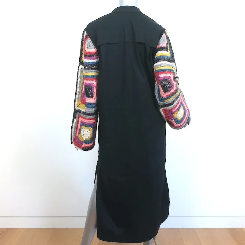 SEA New York Crochet-Sleeve Midi Dress Black Stretch Cotton Size Small NEW