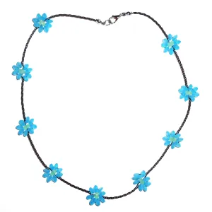 Seaglass Flower Necklace - Blue