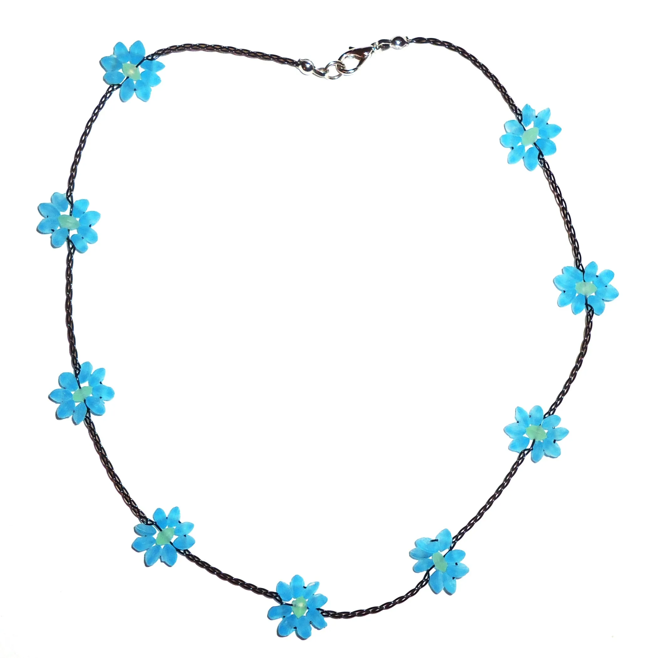 Seaglass Flower Necklace - Blue
