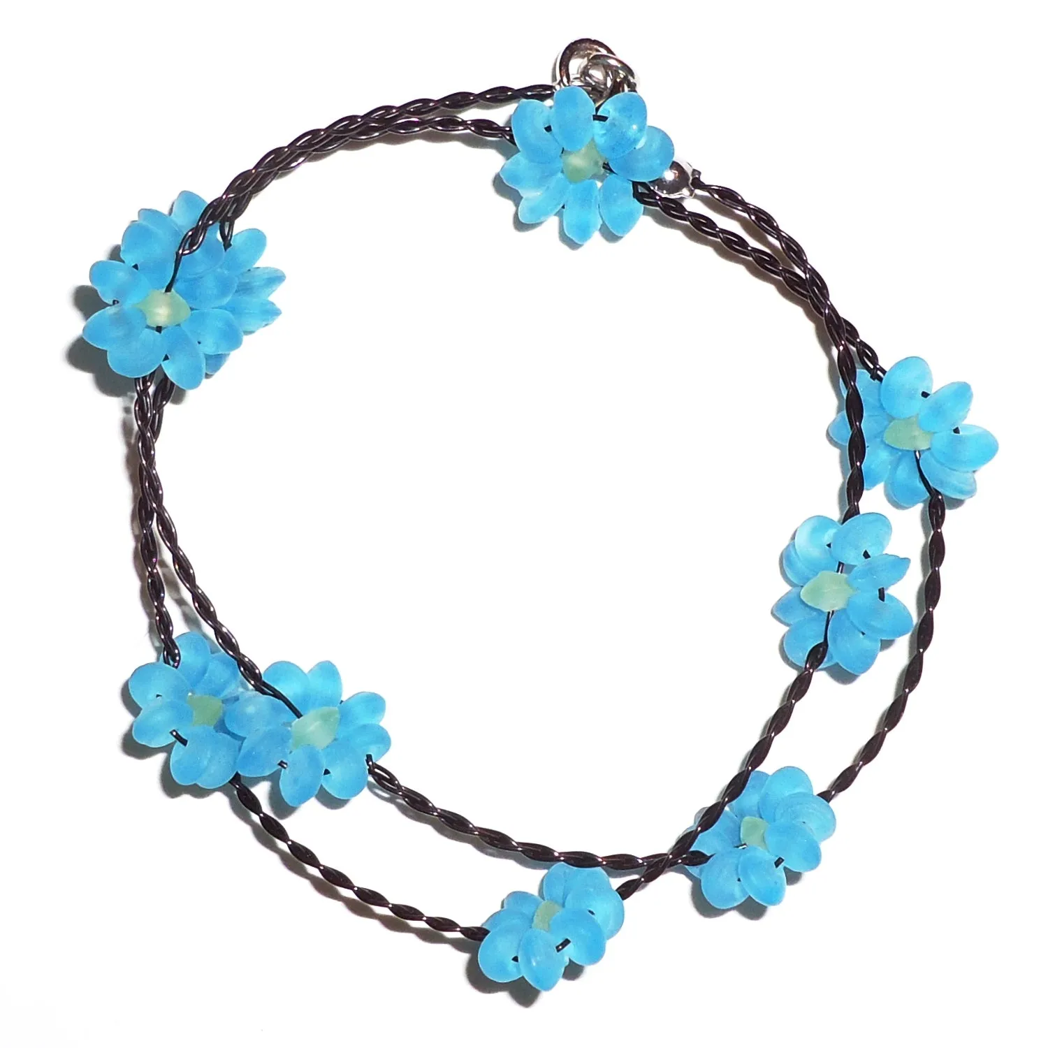 Seaglass Flower Necklace - Blue
